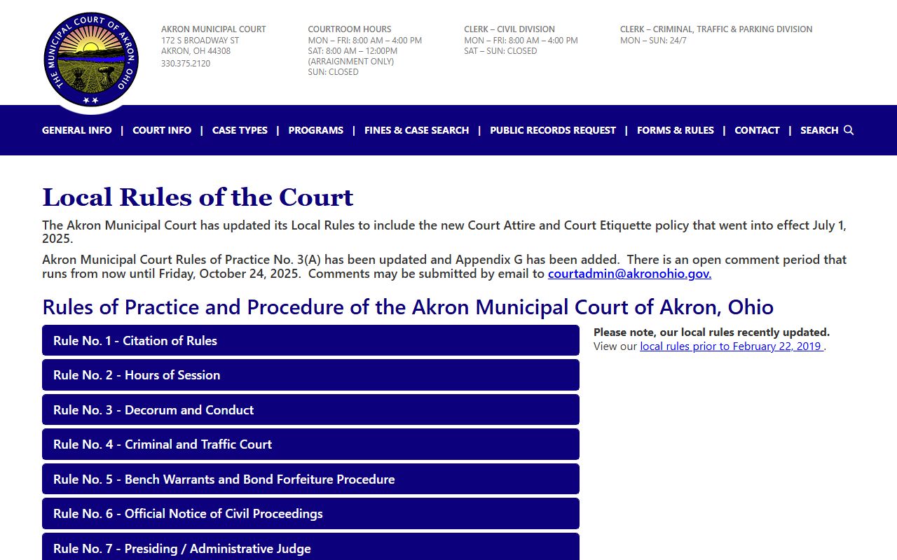 Akron Municipal Court rules for electronic traffic tickets