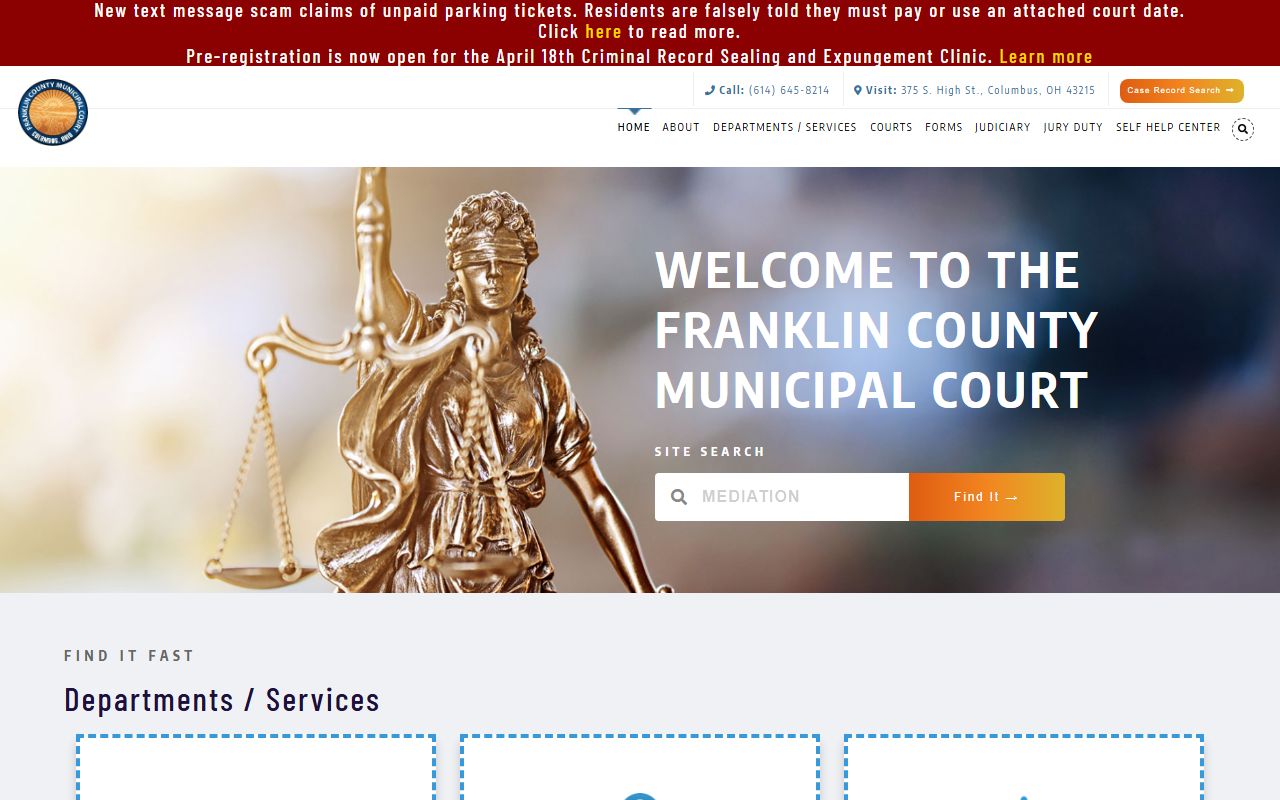 Columbus Municipal Court traffic ticket records search portal