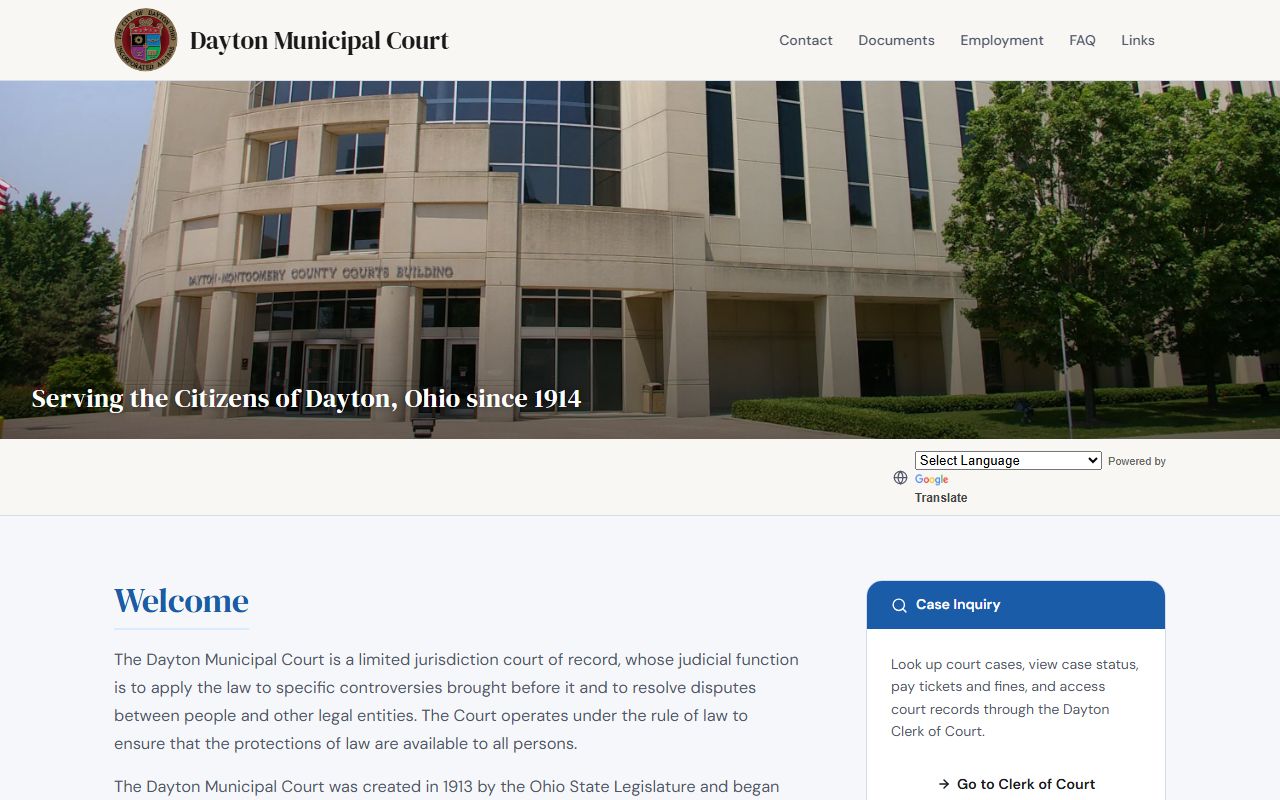 Dayton Municipal Court website for traffic ticket records