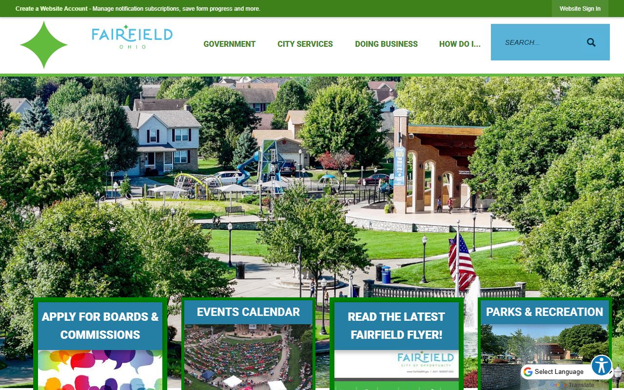 Fairfield city website with traffic court payment information