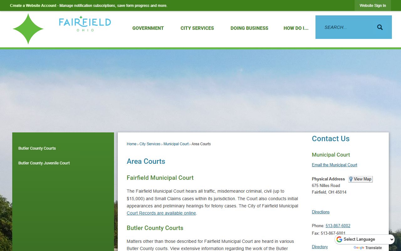 Fairfield Municipal Court online search for traffic ticket records