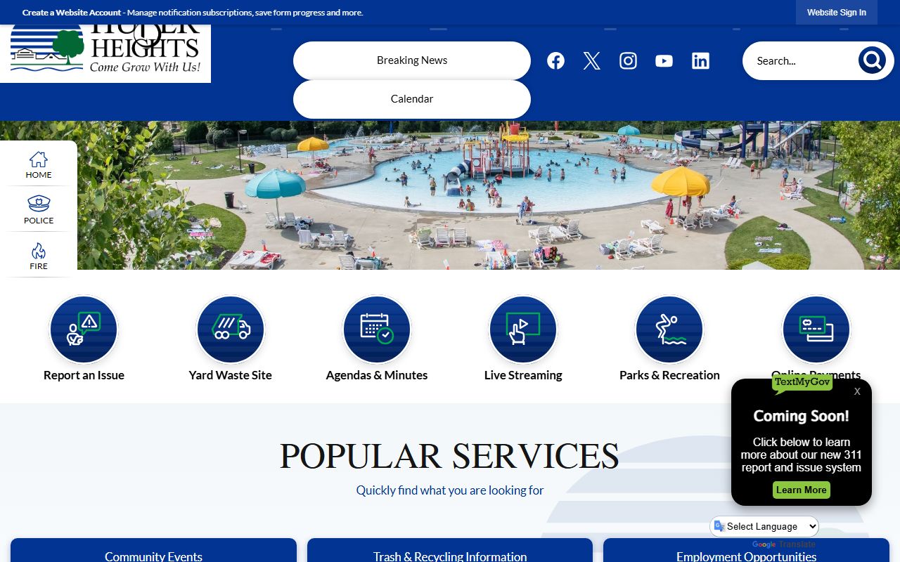 Huber Heights city website with traffic court information