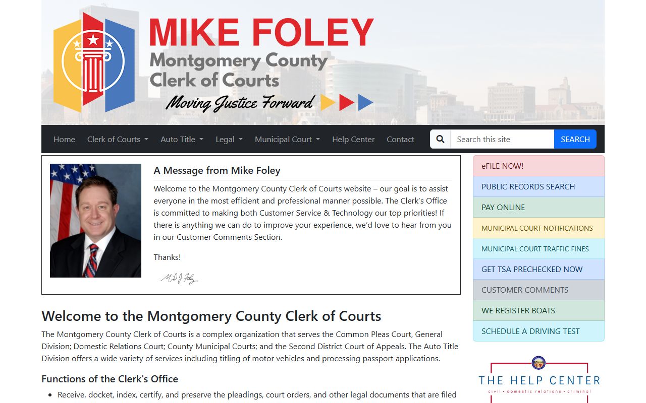 Montgomery County Clerk of Courts for Huber Heights traffic records