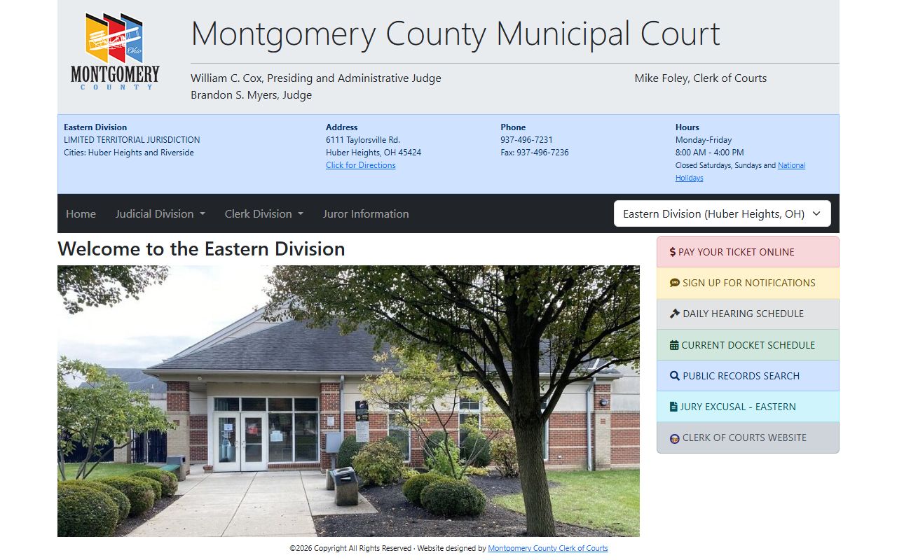 Montgomery County Municipal Court Eastern Division search for Huber Heights traffic records