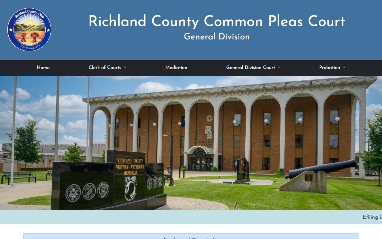 Richland County courts for Mansfield traffic ticket records
