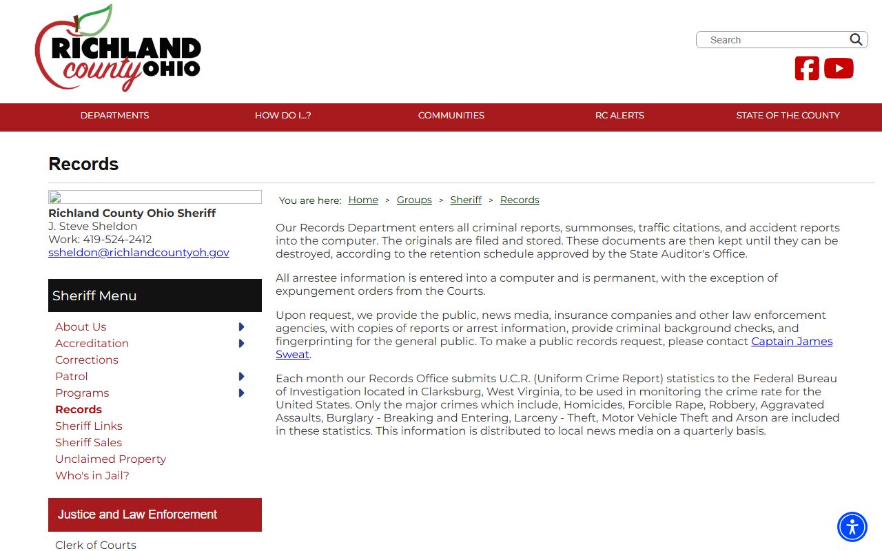 Richland County Sheriff records for Mansfield traffic cases