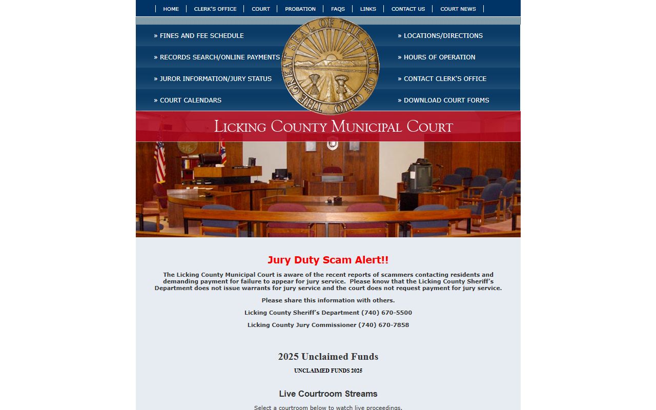 Licking County Municipal Court online search for Newark traffic ticket records
