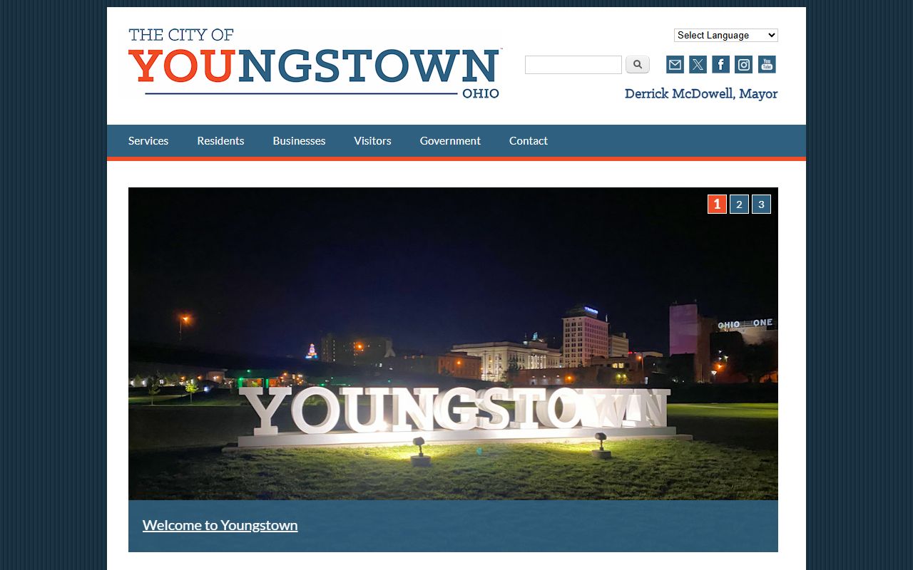 Youngstown city website with traffic ticket information