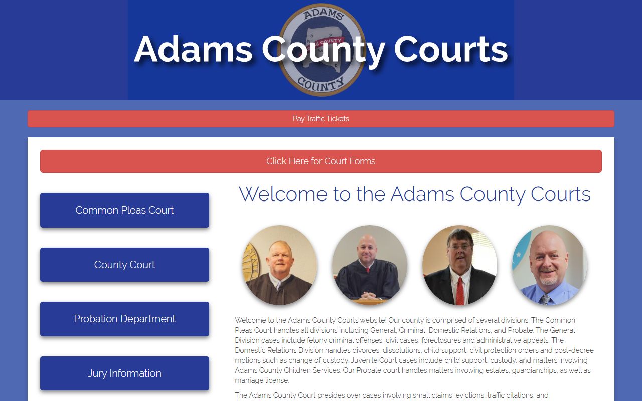 Adams County traffic ticket records court search portal
