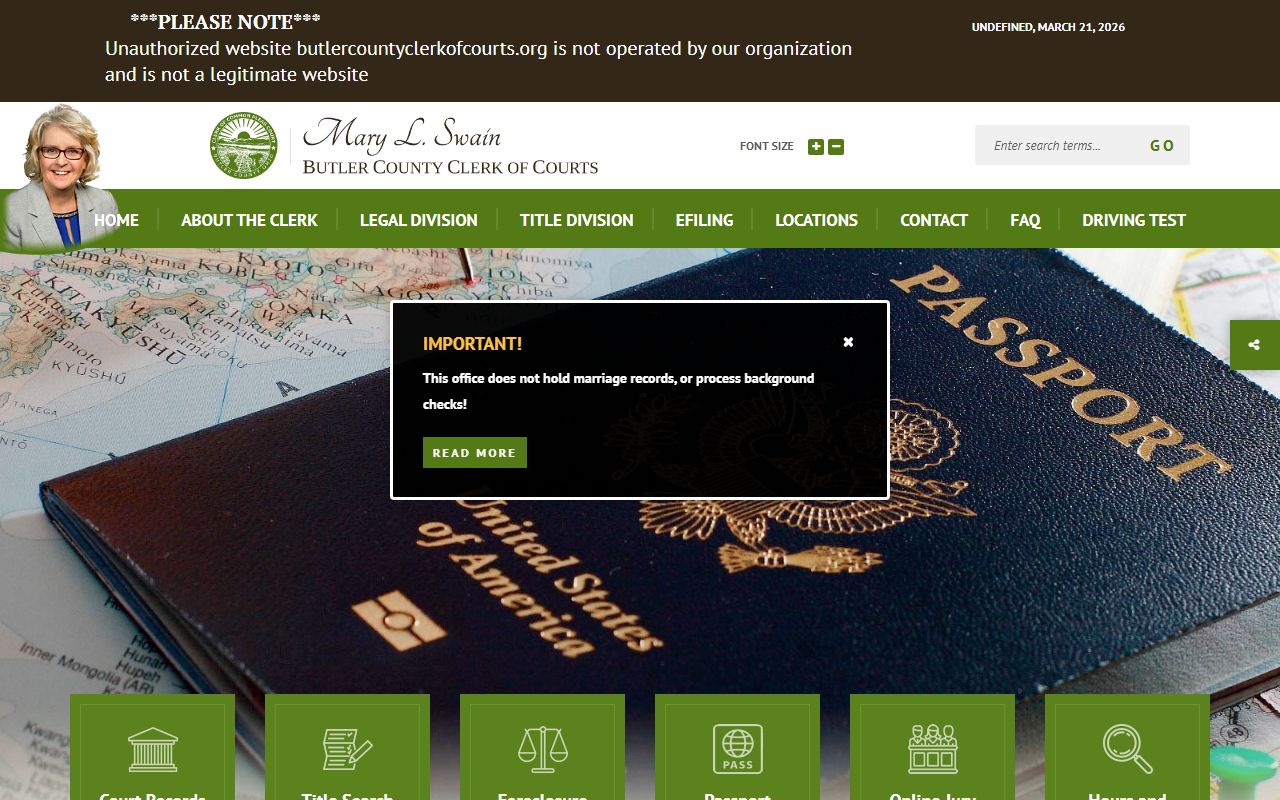 Butler County traffic ticket records clerk of courts website