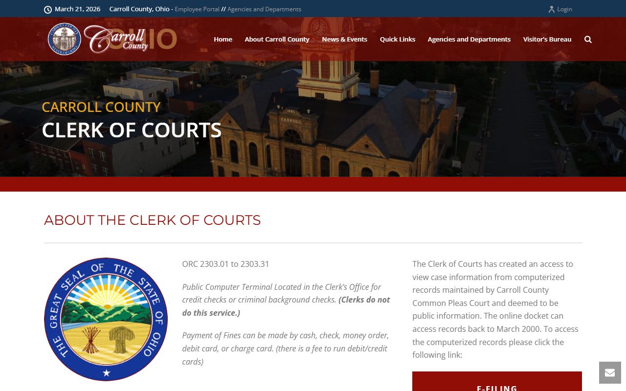 Carroll County traffic ticket records clerk of courts website