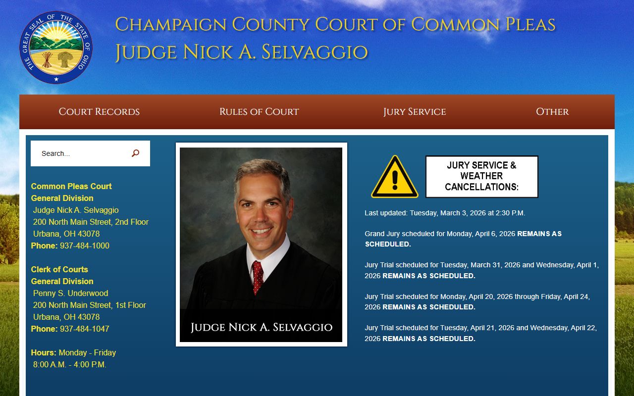 Champaign County traffic ticket records common pleas court website