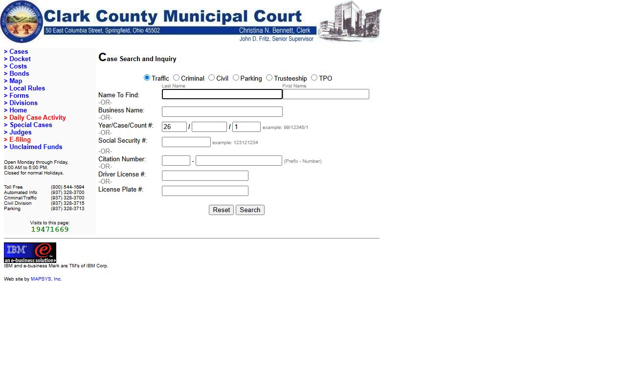Clark County traffic ticket records case search portal