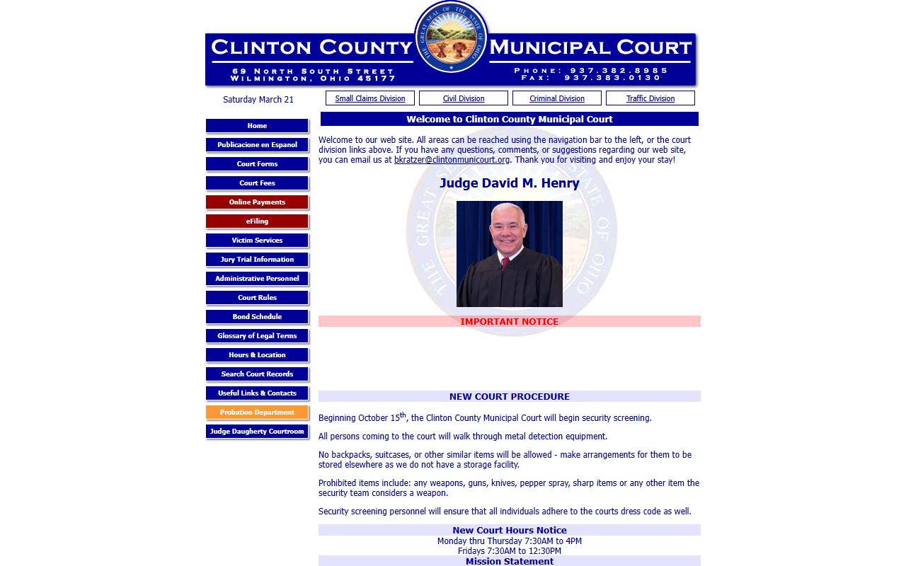 Clinton County traffic ticket records municipal court website
