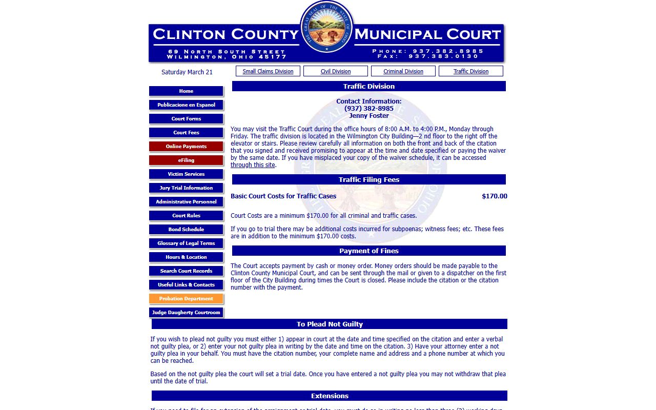 Clinton County traffic ticket records traffic division page