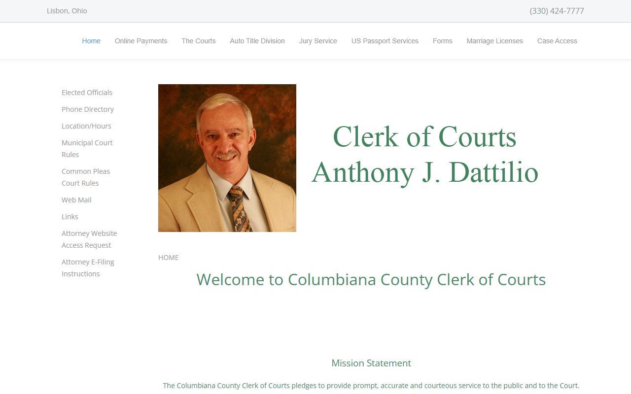 Columbiana County traffic ticket records clerk of courts website