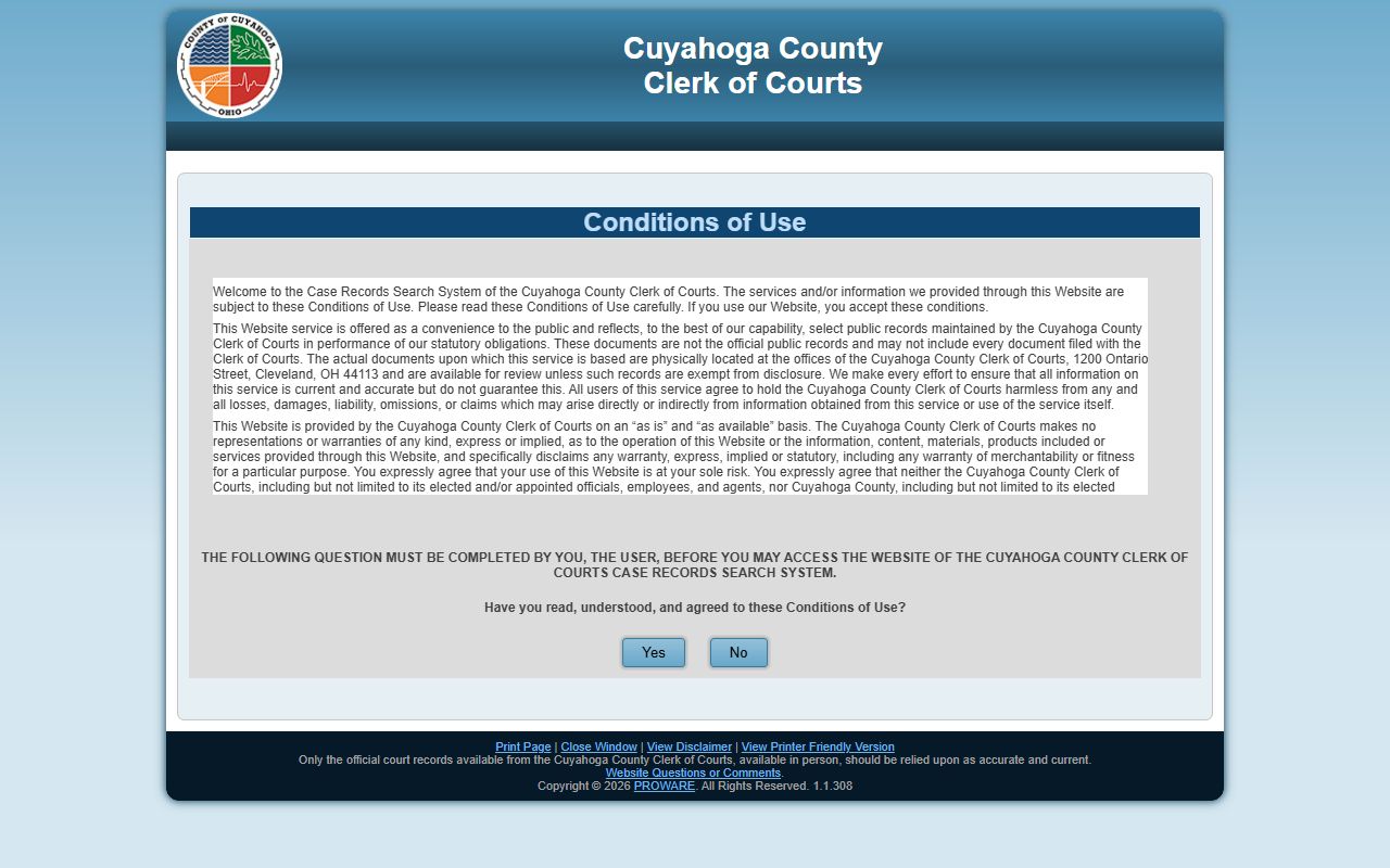 Cuyahoga County traffic ticket records clerk docket search tool