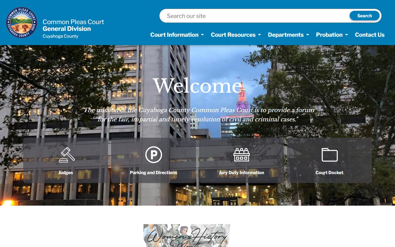 Cuyahoga County traffic ticket records common pleas court website