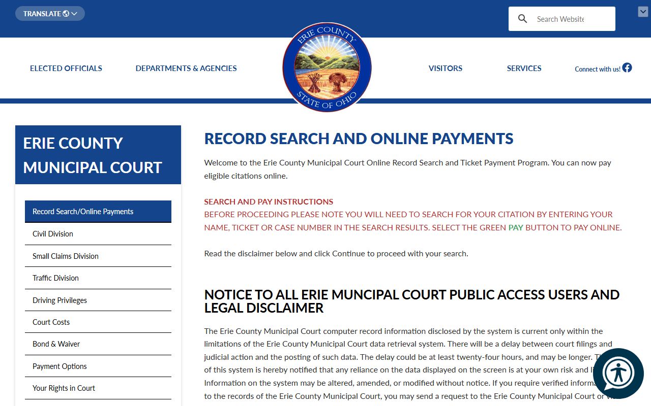 Erie County traffic ticket records