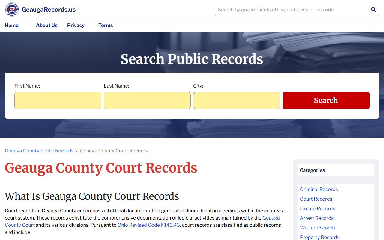 Geauga County court records search portal