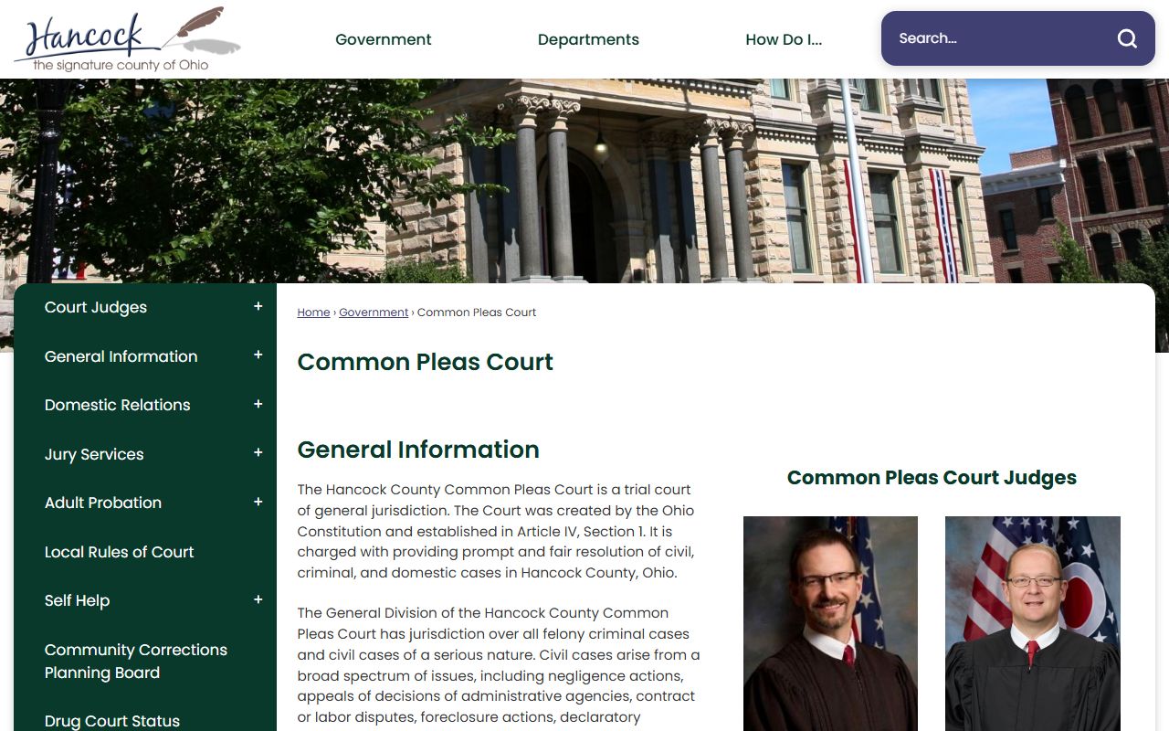 Hancock County Common Pleas Court records