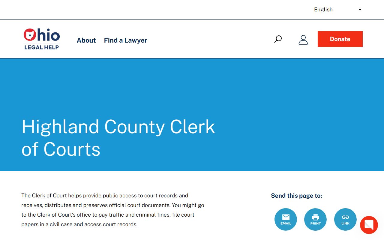 Highland County traffic ticket records clerk info on Ohio Legal Help