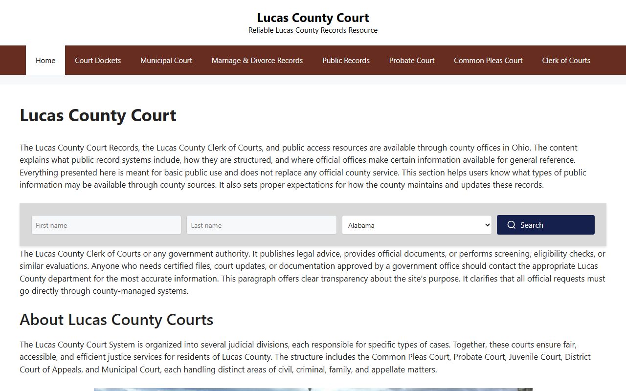 Lucas County Courts website for traffic ticket records