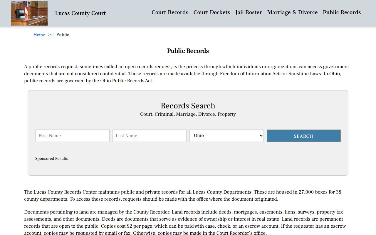 Lucas County public records request page