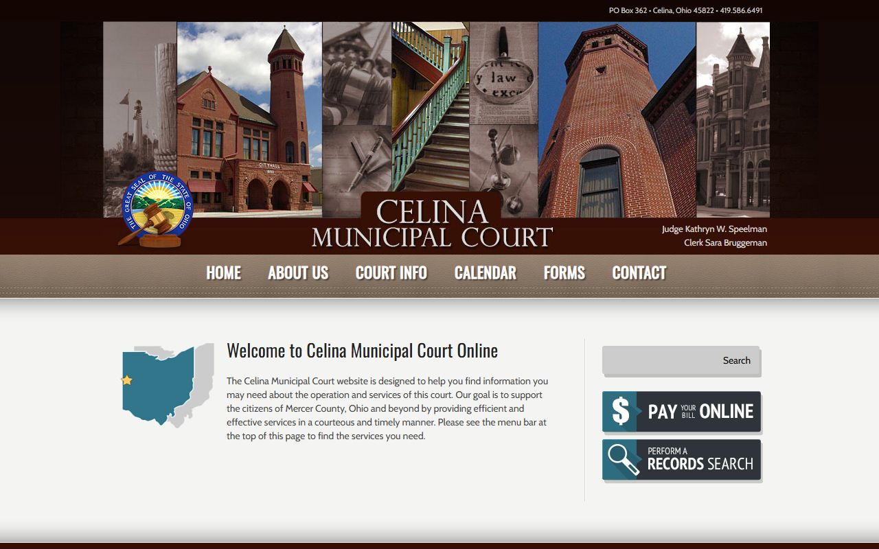 Celina Municipal Court website showing records search and payment options