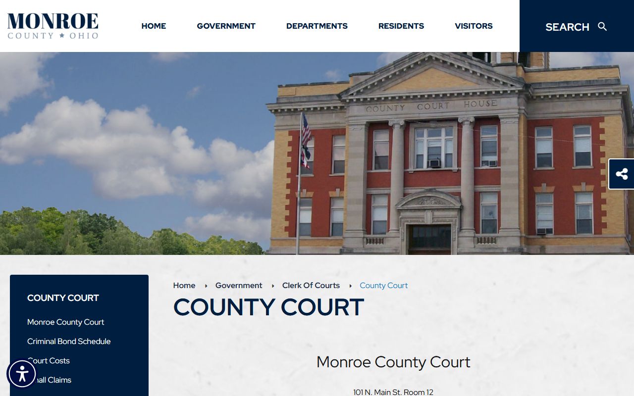 Monroe County Court website with traffic case information and online payment options