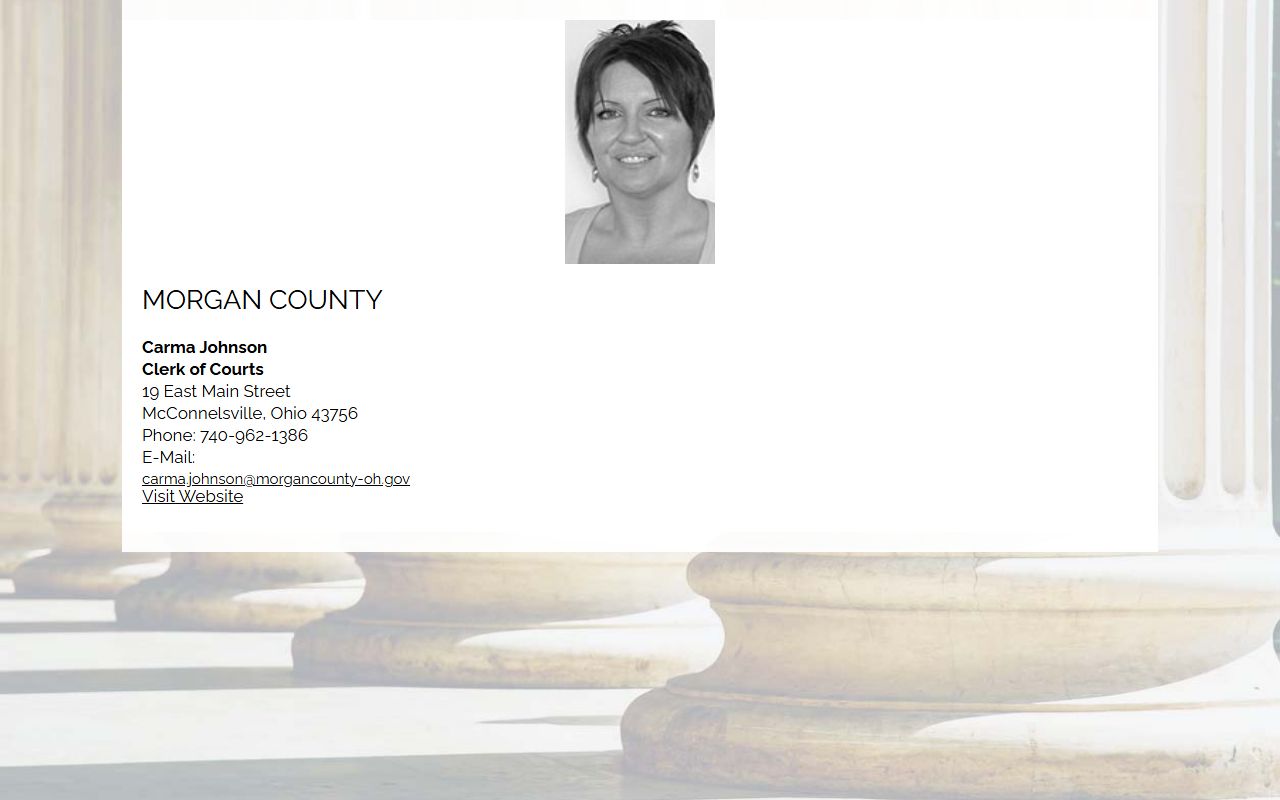 OCCA page with Morgan County Clerk of Courts information