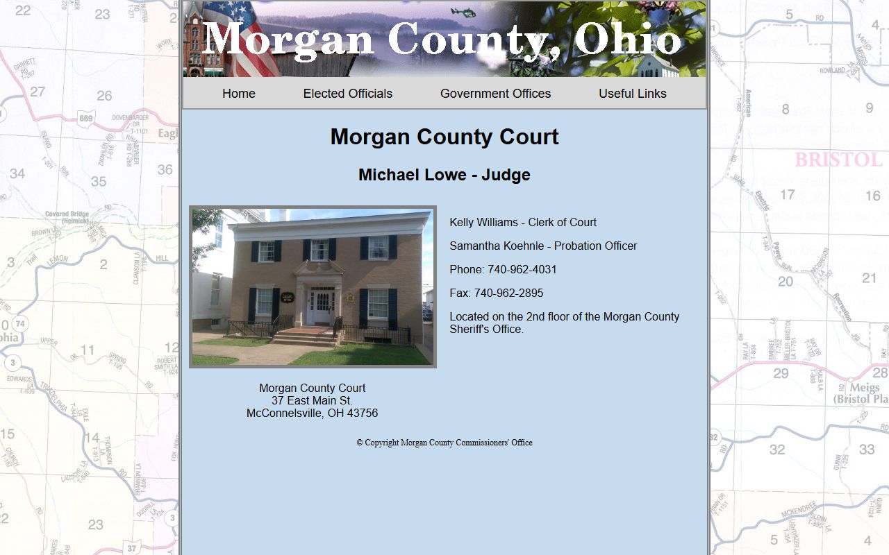 Morgan County Court website with traffic case and court information