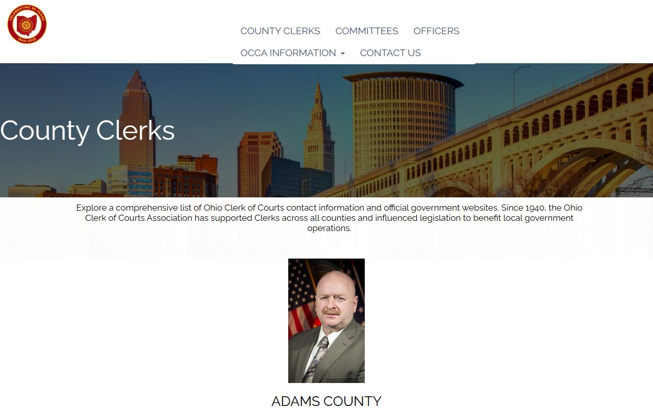 OCCA directory page with Muskingum County clerk contact information
