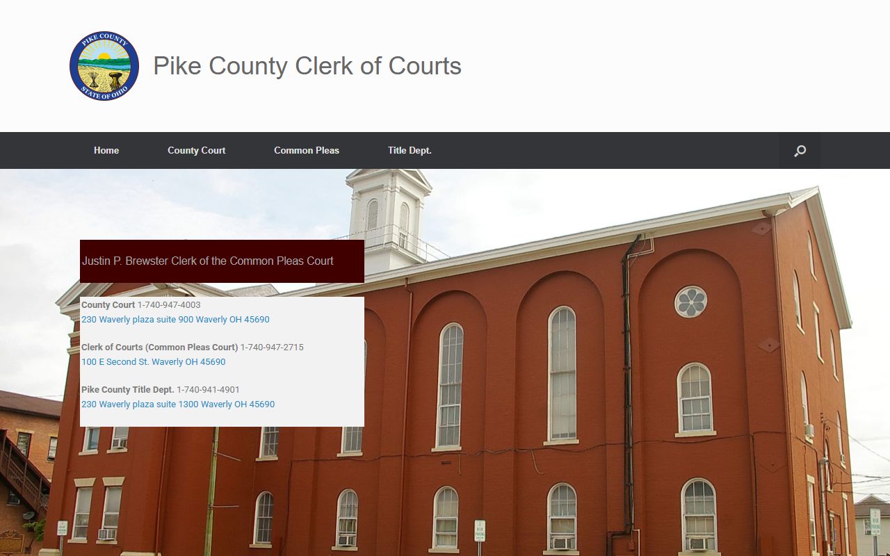 Pike County Clerk of Courts website with case search and court information