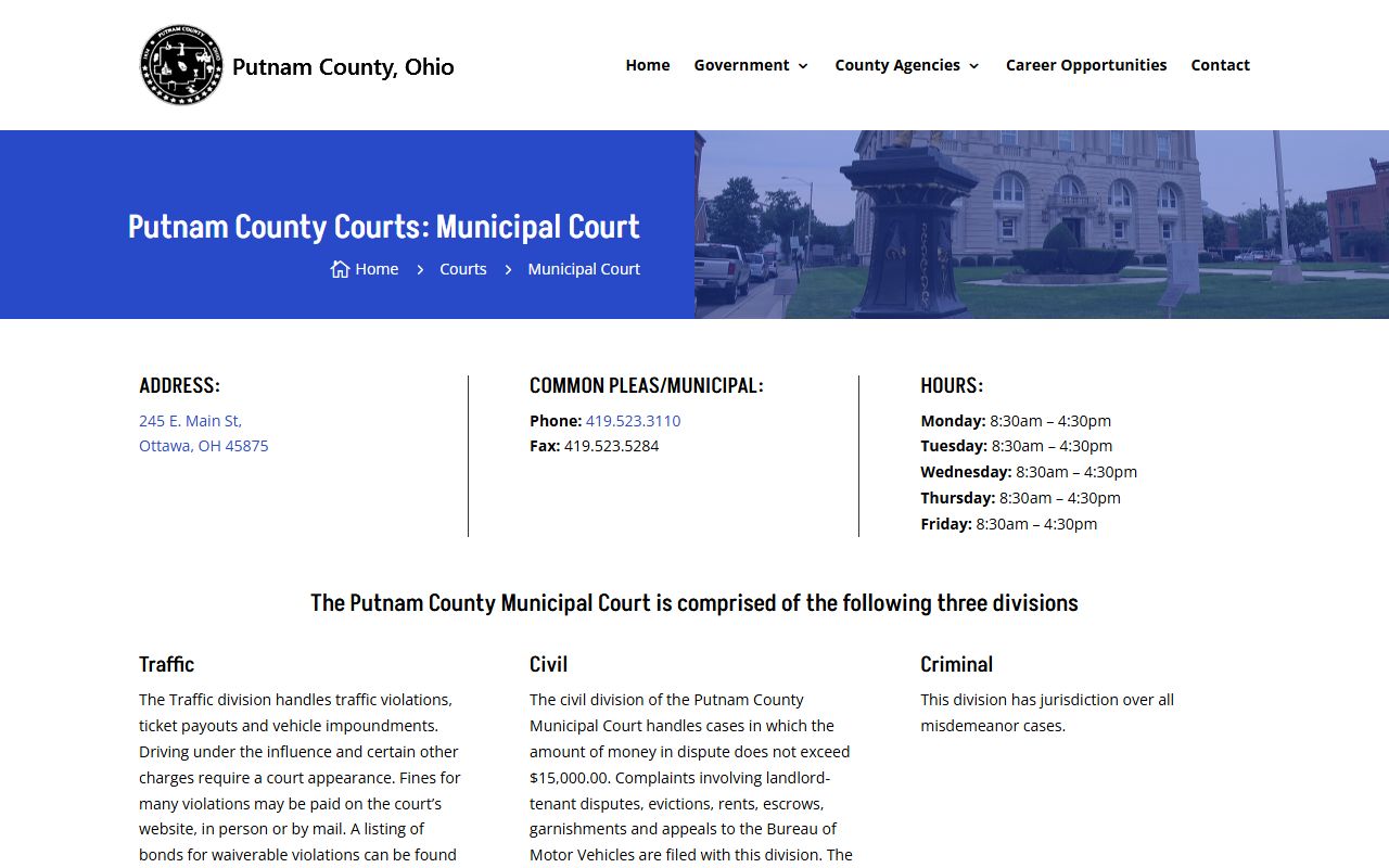 Putnam County Municipal Court traffic ticket records portal