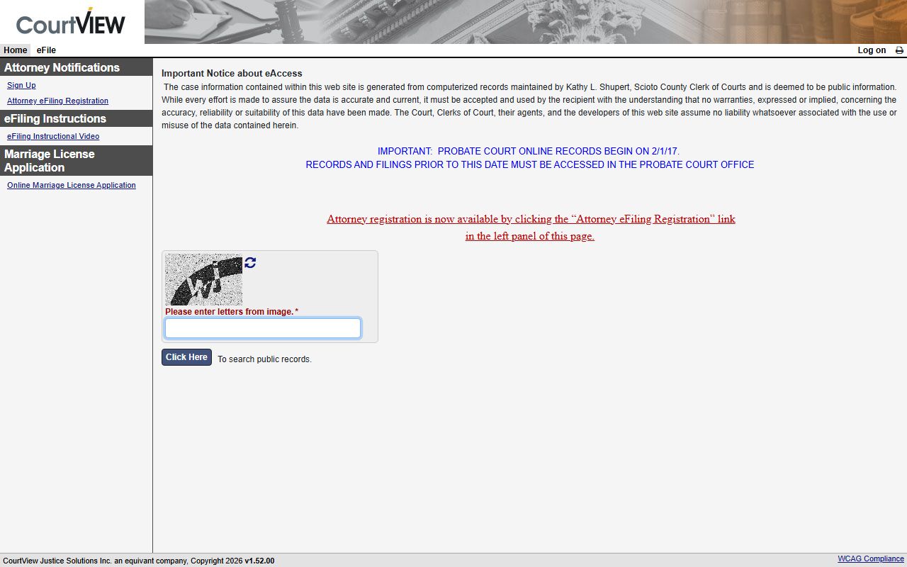 Scioto County eServices portal