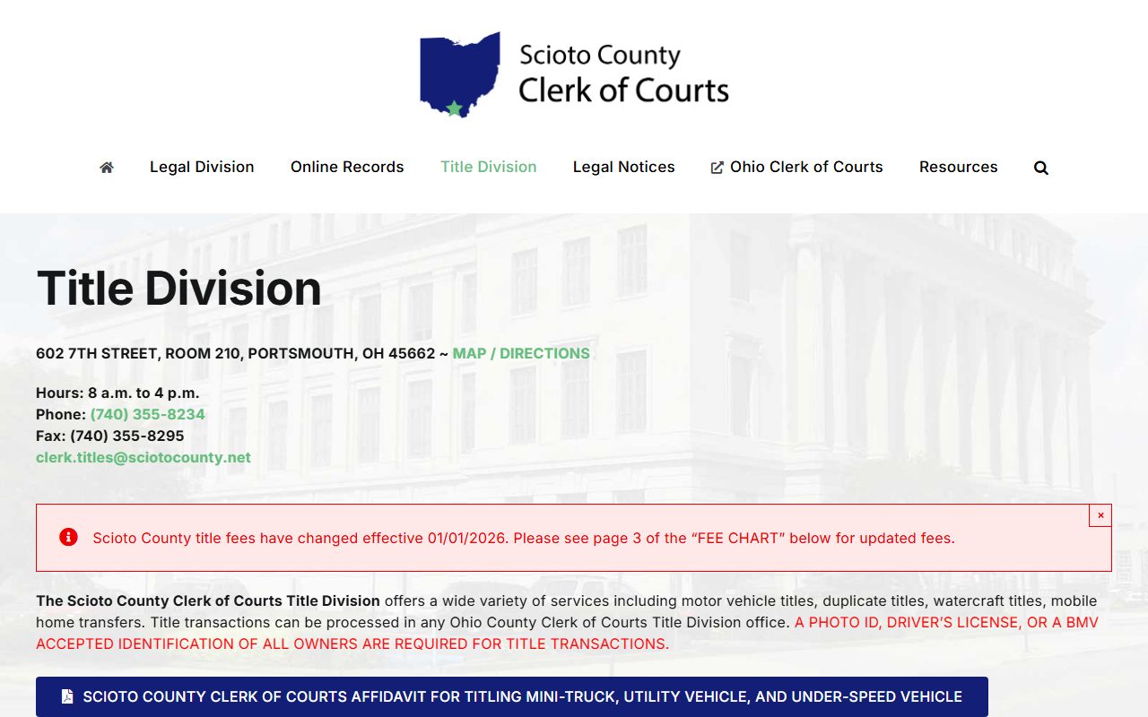 Scioto County Title Division information