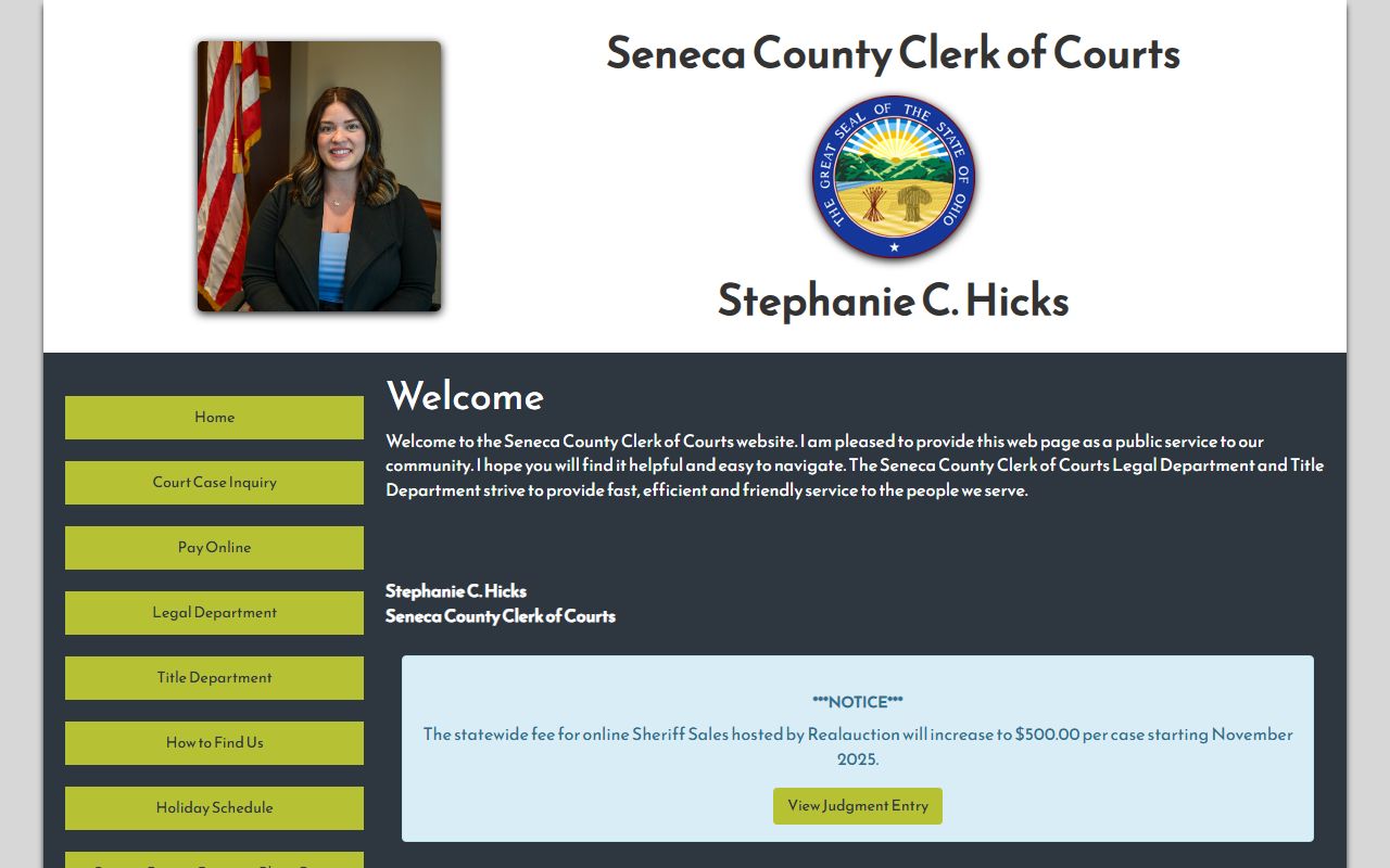 Seneca County Clerk of Courts website
