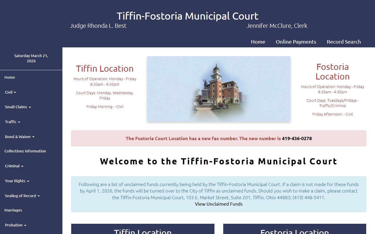 Tiffin-Fostoria Municipal Court website