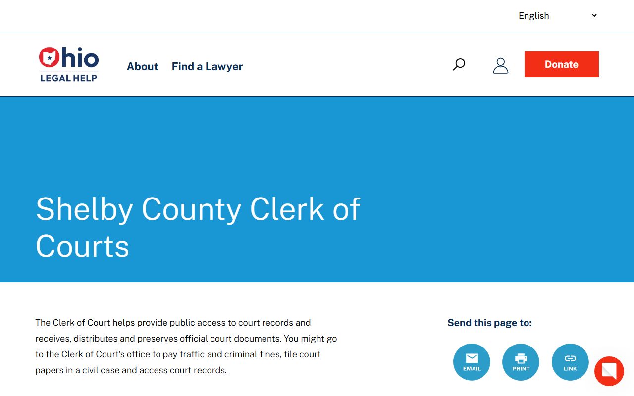 Ohio Legal Help page for Shelby County
