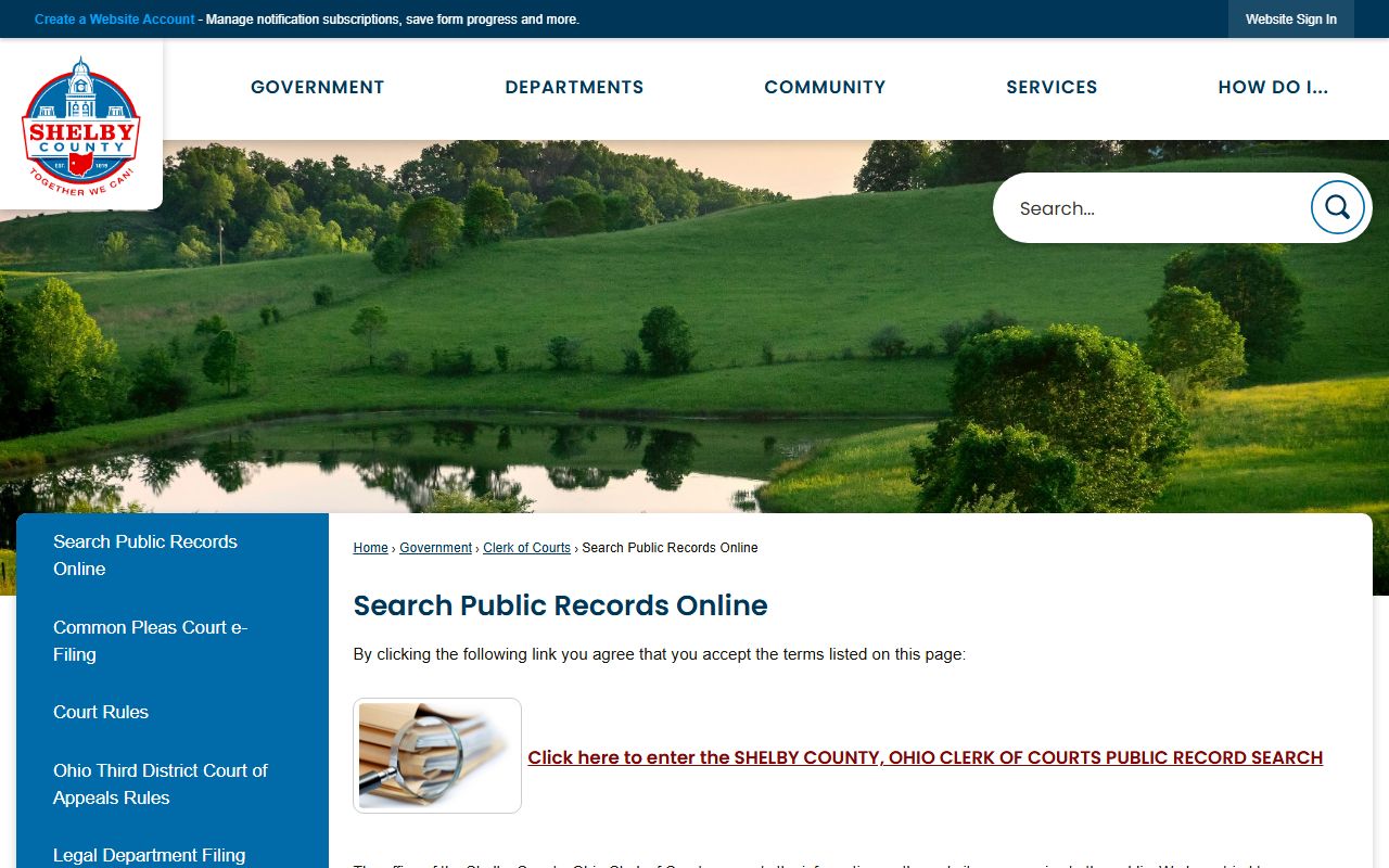Shelby County public records search portal