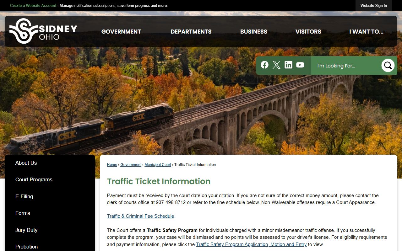 City of Sidney traffic ticket information