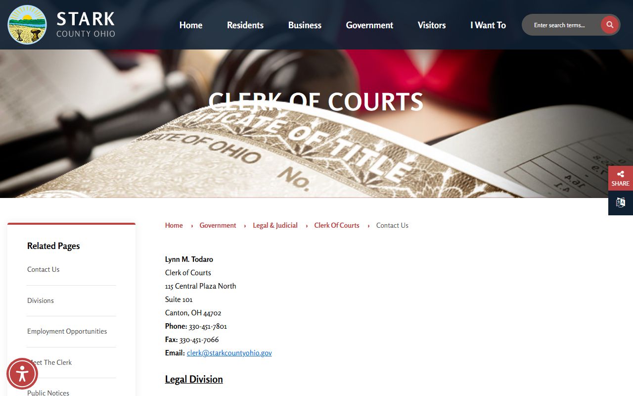 Stark County Clerk contact information