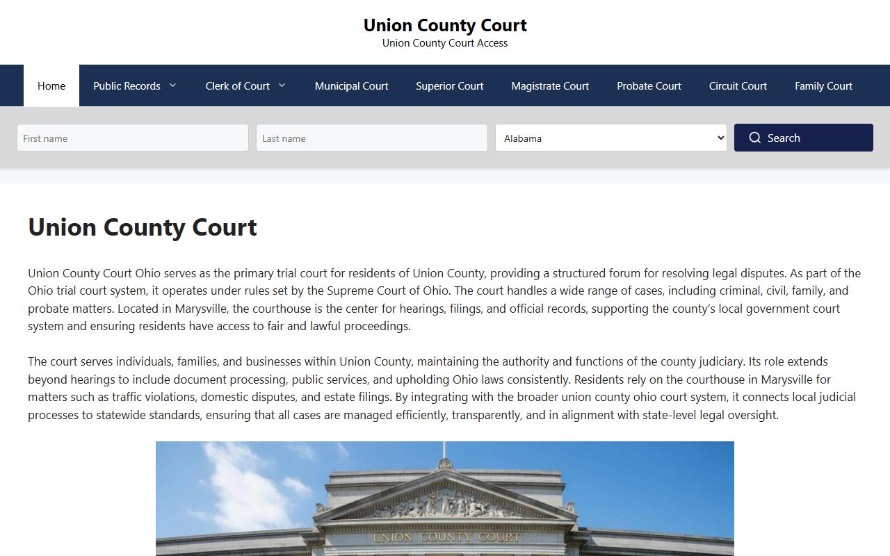 Union County Court website for traffic ticket records
