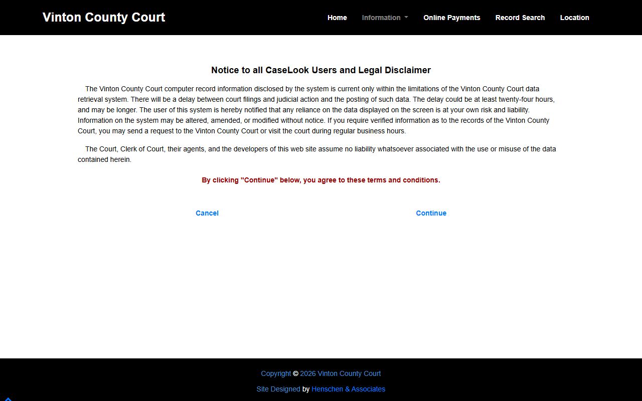 Vinton County online record search tool