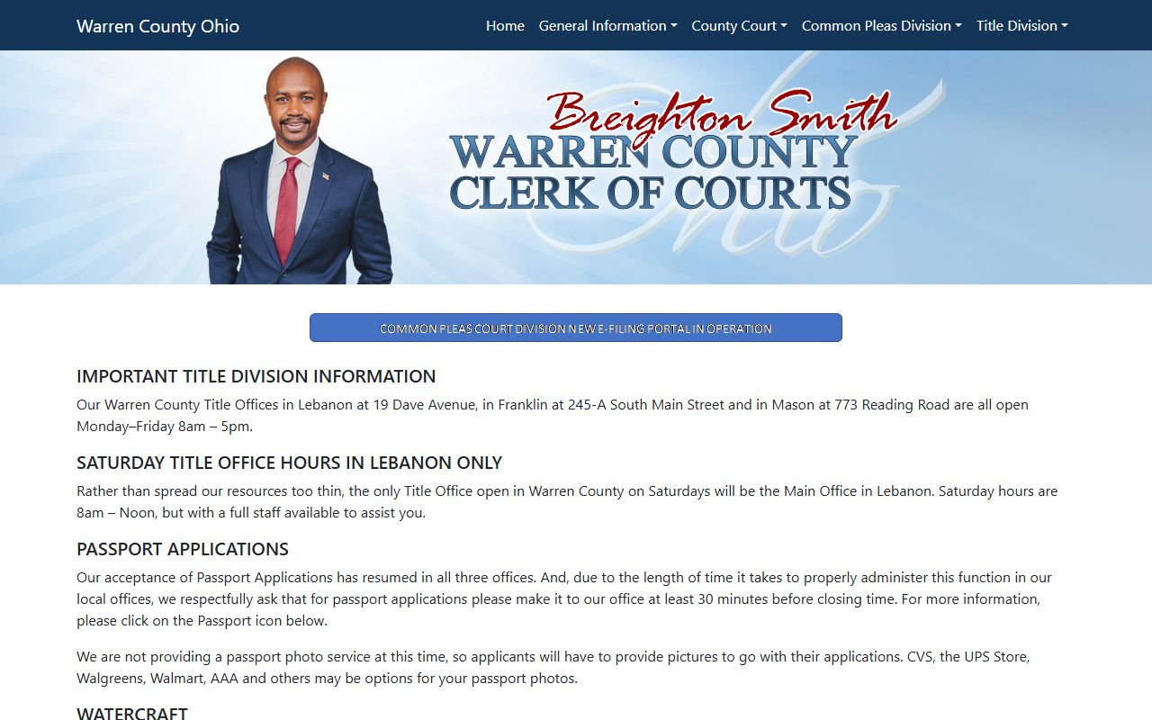Warren County Clerk of Courts website for record searches