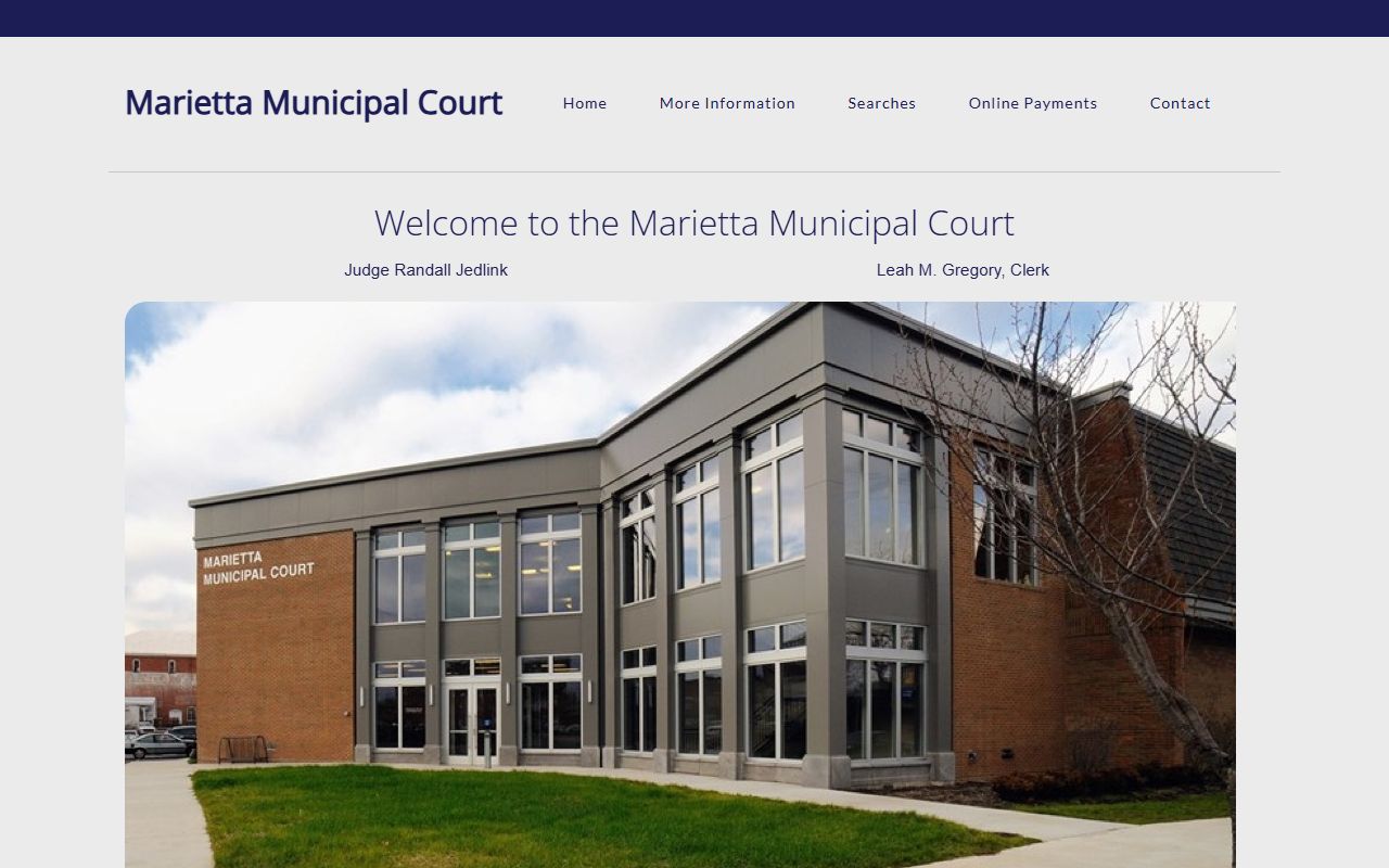 Marietta Municipal Court website for Washington County traffic tickets