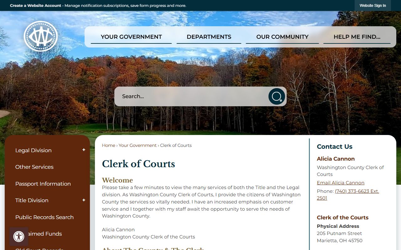 Washington County Clerk of Courts website