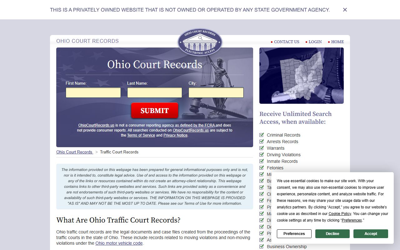 Ohio Courts Network traffic ticket records guide